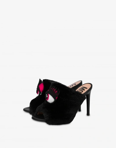Moschino Eyes High Mules In Black