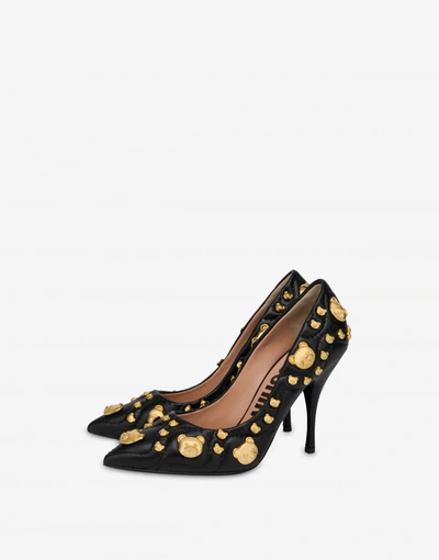 Moschino Teddy Stud Nappa Leather Pumps In Black