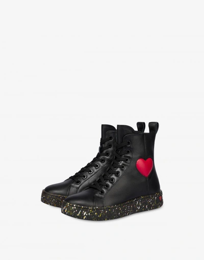 Love Moschino Padded Heart High Sneakers In Black