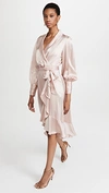 Zimmermann Ruffled Silk-satin Midi Wrap Dress In Neutrals