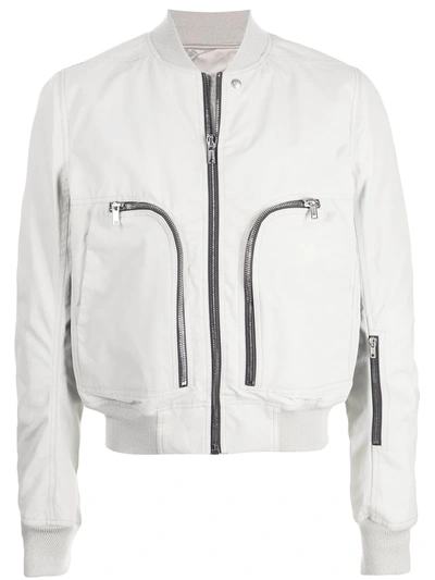 Rick Owens Zipped-up Bomber Jacket In White