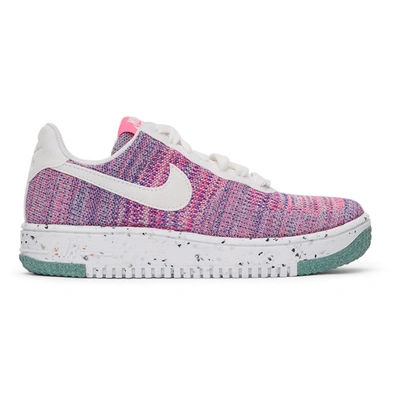 Nike Air Force 1 Crater Flyknit Move To Zero Sneakers In Purple And Blue-blues In Fuschia Glow/white-pink Blast-
