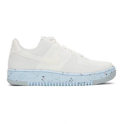 Nike White Air Force 1 Crater Flyknit Sneakers In White/white-pure Platinum