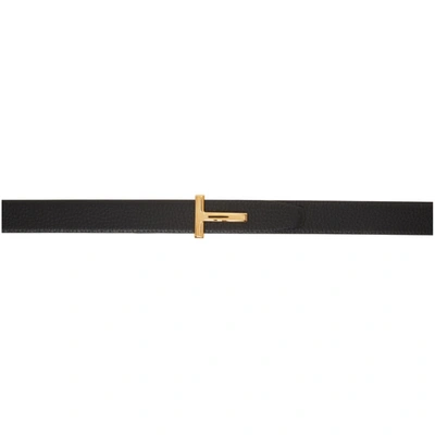 Tom Ford T Buckle Grain Leather Belt In U9000 Black