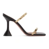 AMINA MUADDI BLACK & GOLD HENSON HEELED SANDALS