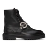 JIMMY CHOO BLACK CORA FLAT COMBAT BOOTS