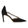 Jimmy Choo Bee 100 Embellished Suede Pumps In Black/crystal