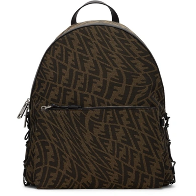Fendi Ff-vertigo Jacquard Twill Backpack In Brown