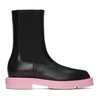 GIVENCHY BLACK & PINK SQUARED CHELSEA BOOTS