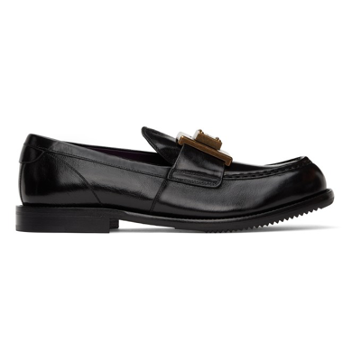 Dolce & Gabbana Logo-plaque Leather Loafers In Black