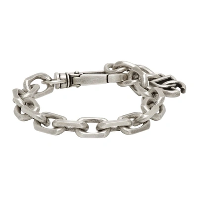 Dolce & Gabbana Logo Charm Cable-link Chain Bracelet In Silver