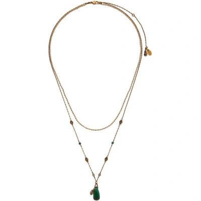 Alexander Mcqueen Womens Gold Green Seal Yellow Gold-toned Brass And Glass Necklace In Antique Gold