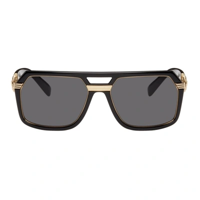 Versace Black Vintage Icon Pilot Sunglasses In Grey