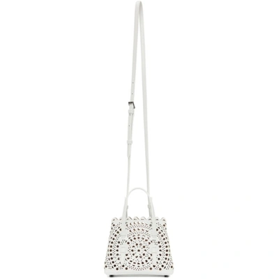 Alaïa White Micro Mina 16 Top Handle Bag In 010 Optic White