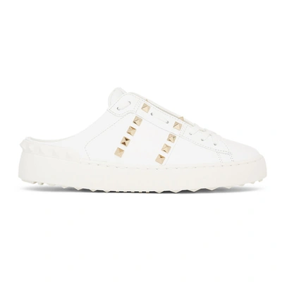Valentino Garavani White Rockstud Untitled 11 Slide Sneakers In Bianco