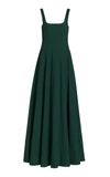 Staud Women's Wells Pleated Cotton-blend Maxi Dress In Pink,green