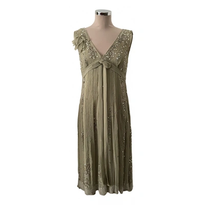 Pre-owned Just In Case Silk Mid-length Dress In Green