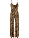 Norma Kamali Leopard-print Wide-leg Jumpsuit In Brown