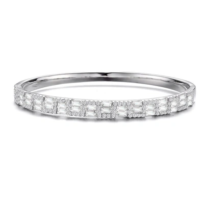 Megan Walford Sterling Silver Clear Cubic Zirconia Bangle Bracelet In White