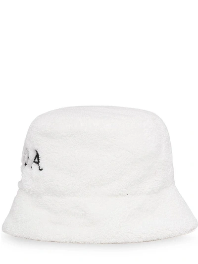 Prada Embroidered-logo Bucket Hat In White