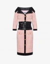 Moschino Wide-neck Belted Minidress In Confetti Pink