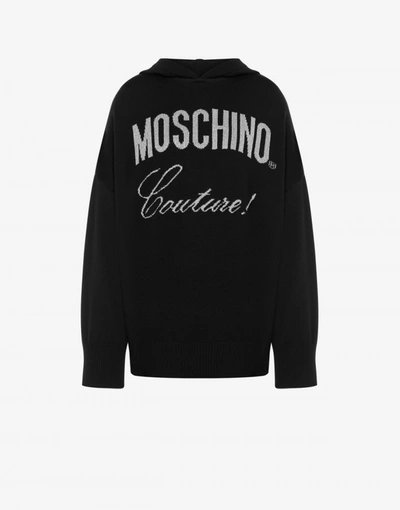 Moschino Hooded Wool Sweater In Black