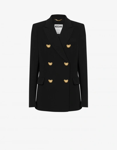 Moschino Teddy Buttons Double-breasted Jacket In Black