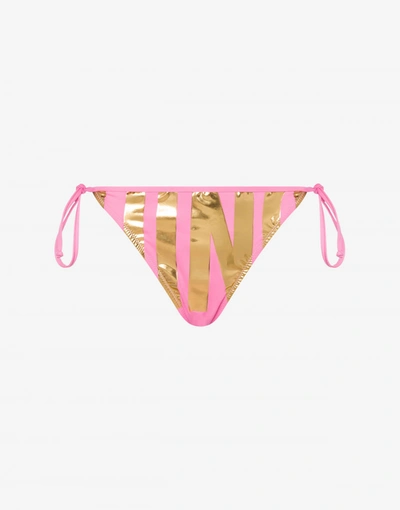 Moschino Gold Logo Beach Briefs In Pink