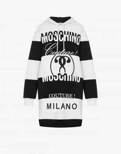 Moschino Black & White Striped Hoodie Dress