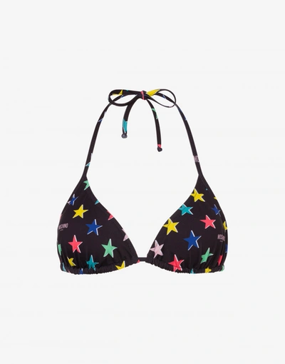 Moschino All-over Stars Bikini Top In Black