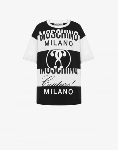 Moschino Womens Fantasy Print White Mixed Logo-print Cotton-jersey T-shirt S