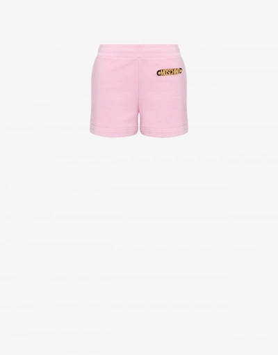 Moschino Lettering Logo Fleece Shorts In Pink