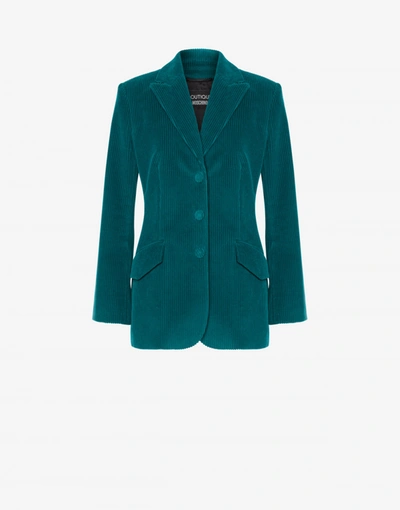 Boutique Moschino Corduroy Jacket In Teal