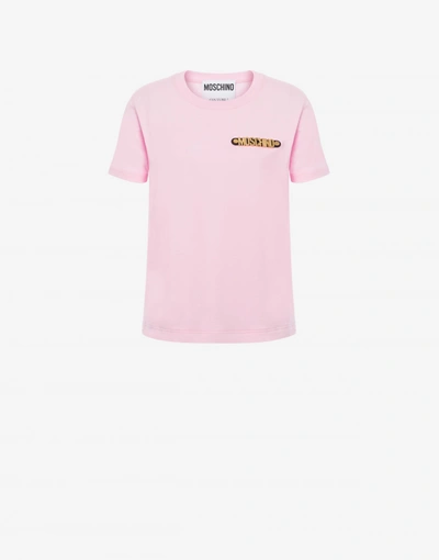 Moschino Lettering Logo Jersey T-shirt In Pink