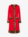 MOSCHINO LEOPARD PRINT DETAIL BOUCLÉ COAT