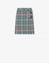 Boutique Moschino Checked Wool Wrap Skirt In Teal