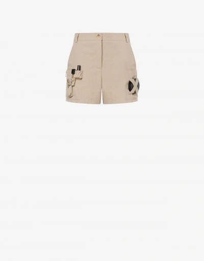 Moschino Safari Essential Kit Gabardine Skirt In Light Brown
