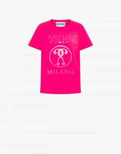 Moschino Double Question Mark Jersey T-shirt In Fuchsia
