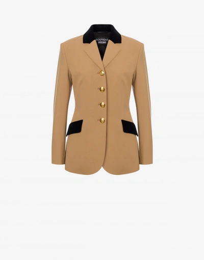 Boutique Moschino Equestrian Chic Cavalry Twill Jacket In Beige