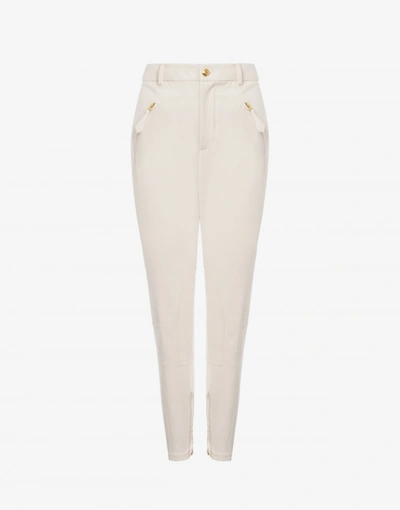 Boutique Moschino Equestrian Chic Cavalry Twill Trousers In Ivory