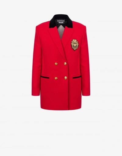 Boutique Moschino Equestrian Chic Cavalry Heavy Long Jacket In Red