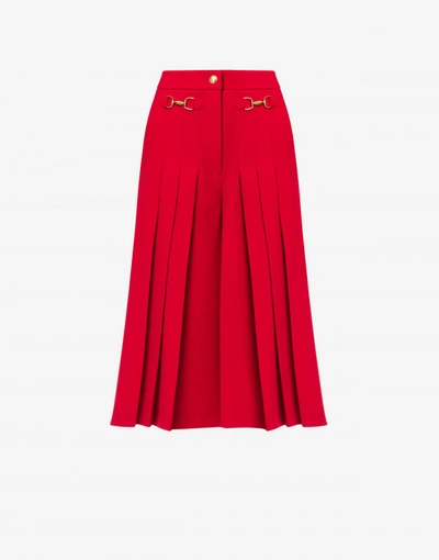 Boutique Moschino Gold Horsebit Stretch Twill Divided Skirt In Red