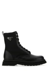 Prada Logo-plaque Panelled Ankle Boots