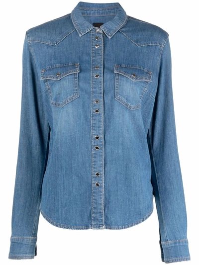 Pinko Chest-pocket Denim Shirt In Blu