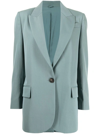 Brunello Cucinelli Boxy-fit Buttoned Blazer In Blue