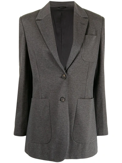 Brunello Cucinelli Notched-lapels Single-breasted Blazer In Grey