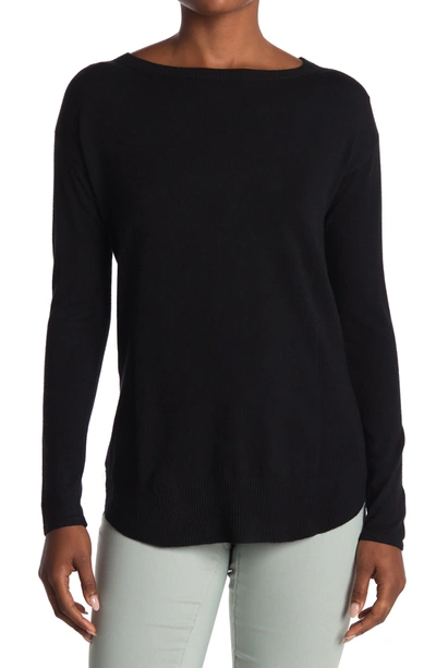 Cyrus Shirt Tail Hem Tunic Sweater In Black