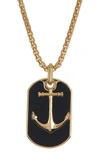 EFFY 14K GOLD PLATED ONYX ANCHOR PENDANT NECKLACE