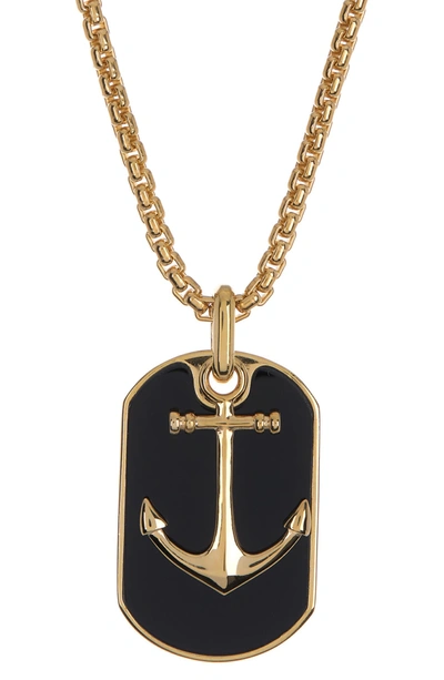 Effy 14k Gold Plated Onyx Anchor Pendant Necklace In Black