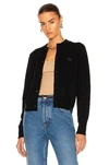 Acne Studios Keva Face Patch Wool Cardigan In Black